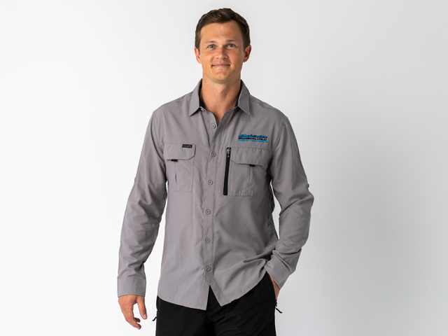 Superior Mens Syzmik Fishing Shirt Stone (Each) - SUP-FISH-M-STN-XXX
